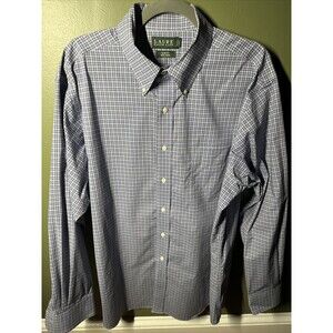 Lauren Ralph Lauren Men’s Slim Fit Shirt Size 17.5 34/35 Non Iron Blue Plaid